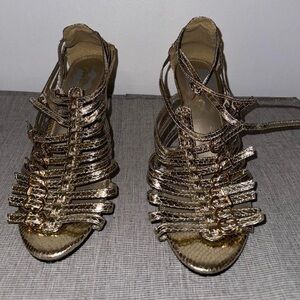 Gold Strappy Women's Sandals